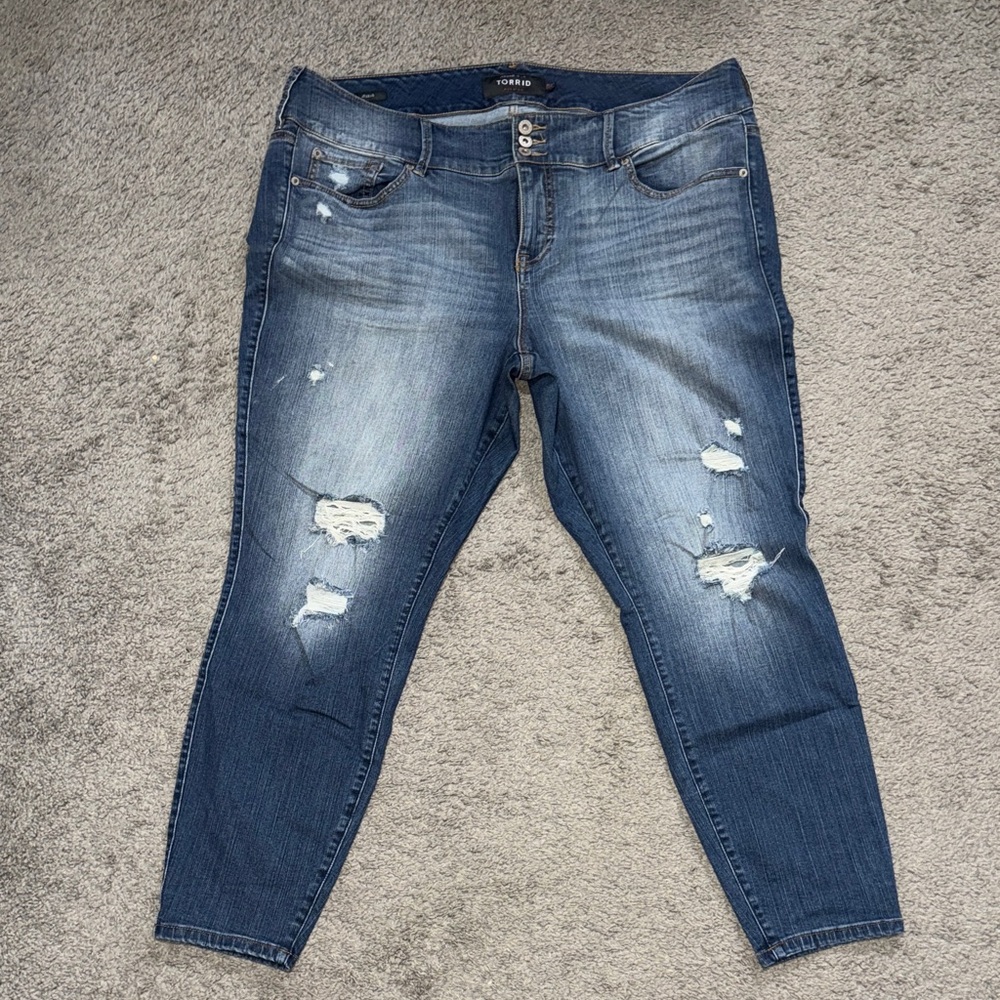 torrid Distressed Dark Blue Jeggings